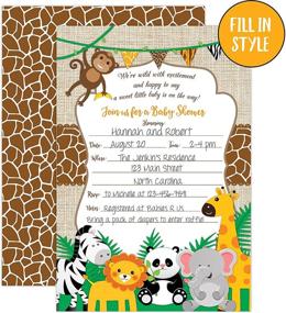 img 3 attached to 🐘 Jungle Safari Baby Shower Invitations - 20 Fill-in Invitations with Envelopes, Boy or Neutral Baby Shower Party, Safari Animal Theme - Monkey, Lion, Elephant, Giraffe