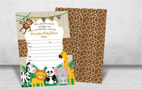 img 1 attached to 🐘 Jungle Safari Baby Shower Invitations - 20 Fill-in Invitations with Envelopes, Boy or Neutral Baby Shower Party, Safari Animal Theme - Monkey, Lion, Elephant, Giraffe