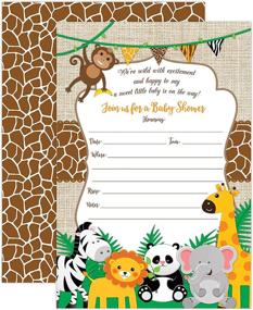 img 4 attached to 🐘 Jungle Safari Baby Shower Invitations - 20 Fill-in Invitations with Envelopes, Boy or Neutral Baby Shower Party, Safari Animal Theme - Monkey, Lion, Elephant, Giraffe