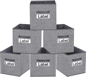 img 4 attached to 📦 13x13 Cube Storage Bins - Foldable Fabric Closet Organizers with Labels and Durable Handles for Shelf, Nursery, and Office - Set of 6 in Grey