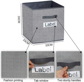 img 2 attached to 📦 13x13 Cube Storage Bins - Foldable Fabric Closet Organizers with Labels and Durable Handles for Shelf, Nursery, and Office - Set of 6 in Grey