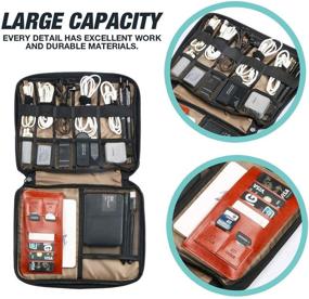 img 3 attached to 🔌 Водонепроницаемая портативная сумка для аксессуаров кабелей для путешествий с кабельными браслетами - Серый