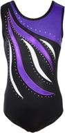 girls' metallic athletic dance gymnastics 🌟 leotard bodysuit outfit with stunning shimmering waves logo