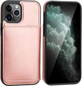 img 2 attached to KIHUWEY iPhone 12 Pro Max Wallet Case - Rose Gold Leather Credit Card Holder & Kickstand Cover