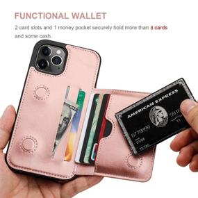 img 1 attached to KIHUWEY iPhone 12 Pro Max Wallet Case - Rose Gold Leather Credit Card Holder & Kickstand Cover