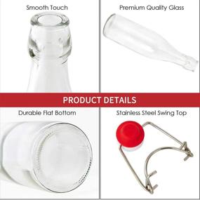 img 2 attached to 🍾 Encheng 32 oz Clear Glass Bottles: Air Tight Lids for Beer & Home Brewing, Kombucha & Beverages, 8 Pack