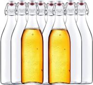 🍾 encheng 32 oz clear glass bottles: air tight lids for beer & home brewing, kombucha & beverages, 8 pack logo