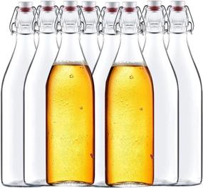 img 4 attached to 🍾 Encheng 32 oz Clear Glass Bottles: Air Tight Lids for Beer & Home Brewing, Kombucha & Beverages, 8 Pack