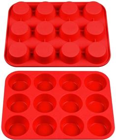 img 1 attached to 🧁 Premium 2-Pack Silicone Muffin Pan Set - 12-Cup Mini Cupcake Mold, Food Grade Baking Tin with European LFGB Certification