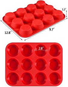 img 3 attached to 🧁 Premium 2-Pack Silicone Muffin Pan Set - 12-Cup Mini Cupcake Mold, Food Grade Baking Tin with European LFGB Certification