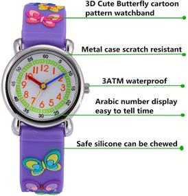 img 3 attached to Jewtme Children's 3D Cartoon Butterfly Silicone Wrist Watches - Time Teachers for Kids Ages 3-10, Ideal for Boys and Girls