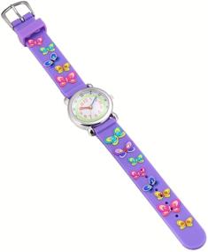 img 2 attached to Jewtme Children's 3D Cartoon Butterfly Silicone Wrist Watches - Time Teachers for Kids Ages 3-10, Ideal for Boys and Girls