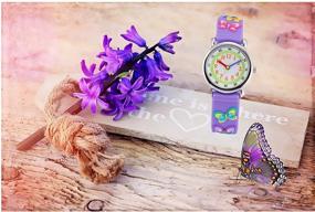 img 1 attached to Jewtme Children's 3D Cartoon Butterfly Silicone Wrist Watches - Time Teachers for Kids Ages 3-10, Ideal for Boys and Girls