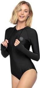 img 1 attached to 👙 AXESEA Women's Long Sleeve Rash Guard Hooded One Piece Swimsuit: Sun Protection with Front Zipper & Stylish Prints