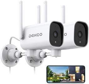 img 4 attached to 📹 DEKCO 1080p Pan Rotating Outdoor Security Camera with Two-Way Audio - 2 Pack