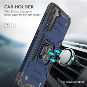 img 3 attached to Galaxy S21 Case （Not Fit S21 Plus With 2Pcs Tempered Glass Screen Protector Hybrid Shockproof 360 Rotating Ring Holder Kickstand Car Mount Heavy Duty Protection Cover For Samsung S21 5G -Blue