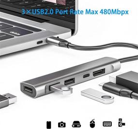 img 1 attached to 🔌 Multiport Adapter - USB C to DisplayPort, USB-C Charging Port, with 3 USB 2.0 Ports for MacBook Pro/Air and Type C Laptops - Portable Type-C Hub