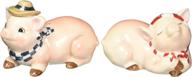 🐷 barn yard pig salt and pepper set by appletree design - 2-inch and 2-1/8-inch logo