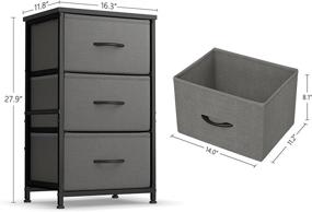 img 1 attached to 🔲 FEZIBO 3 Drawer Fabric Dresser Storage Tower: Steel Frame, Wood Top, Easy Pull Handle - Dark Grey