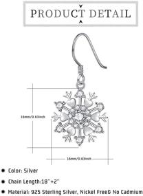 img 3 attached to 🎁 925 Sterling Silver Snowflake Dangle Earrings: Hypoallergenic & Sensitivity Safe | Perfect Christmas Gift for Women and Girls