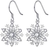 🎁 925 sterling silver snowflake dangle earrings: hypoallergenic & sensitivity safe | perfect christmas gift for women and girls logo