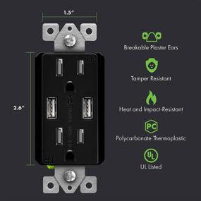 img 3 attached to 💡 6-Pack Black USB Outlet - TOPGREENER TU2153A BK