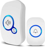 🔔 waterproof wireless white doorbell chime kit: 32 melodies, adjustable volume (4 levels), led flash indicator, 1 push button, 2 plug-in receivers logo