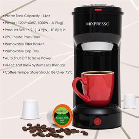 img 1 attached to Mixpresso 2-in-1 Coffee Brewer, Single Serve Coffee Maker K-Cup Compatible & Ground ☕ Coffee, Personal Compact Size Mini Coffee Maker, Quick Brew Technology (14 oz) in Black