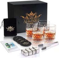 🥃 whiskey stones gift set: perfect christmas & birthday presents for men, dads, boyfriends, and husband! ideal anniversary, wedding, housewarming, retirement, or grandpa's gift. includes whiskey glasses set of 4. logo