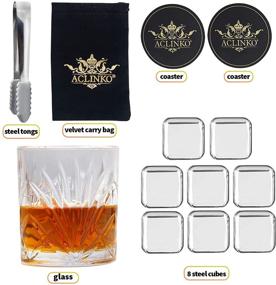 img 1 attached to 🥃 Whiskey Stones Gift Set: Perfect Christmas & Birthday Presents for Men, Dads, Boyfriends, and Husband! Ideal Anniversary, Wedding, Housewarming, Retirement, or Grandpa's Gift. Includes Whiskey Glasses Set of 4.