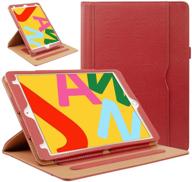 🔴 zonefoker ipad 10.2 case - 360 protection multi-angle viewing stand leather cover with pencil holder - red logo