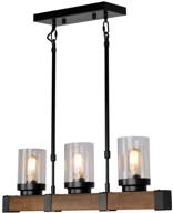 🏡 rustic wooden and metal farmhouse chandeliers, 3-light modern ceiling light fixture for kitchen island, pendant lighting in kitchen, dining room, living room, and bedroom логотип