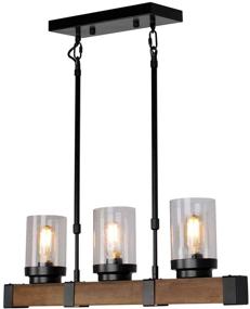 img 2 attached to 🏡 Rustic Wooden and Metal Farmhouse Chandeliers, 3-Light Modern Ceiling Light Fixture for Kitchen Island, Pendant Lighting in Kitchen, Dining Room, Living Room, and Bedroom