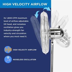 img 3 attached to 🌬️ Westinghouse 16" Lightweight Vintage Metal Stand Fan with Heavy Duty Motor: High Velocity 1800 CFM - 75-degree Oscillation for Industrial, Commercial, and Residential Use