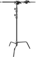 📸 neewer 10ft/3m adjustable c-stand with holding arm, 2 grip heads - ideal for video, photography equipment, monolights, reflectors (black) logo
