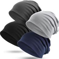 🧢 slouchy baggy beanie hat - stretch knit skull cap for men and women, head wrap cap for sleep, headwear logo