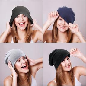 img 1 attached to 🧢 Slouchy Baggy Beanie Hat - Stretch Knit Skull Cap for Men and Women, Head Wrap Cap for Sleep, Headwear