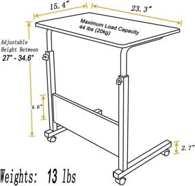 img 3 attached to Pink Height Adjustable Sofa Side Table with Wheels for Small Spaces, Overbed Bedside Table for Home Office, Student Study Writing Desk, Laptop Desk TV Table for Living Room and Bedrooms