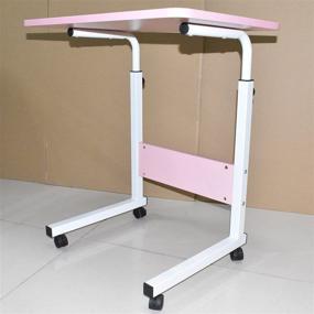 img 2 attached to Pink Height Adjustable Sofa Side Table with Wheels for Small Spaces, Overbed Bedside Table for Home Office, Student Study Writing Desk, Laptop Desk TV Table for Living Room and Bedrooms