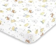 🧸 disney winnie the pooh classic pooh crib sheet: 100% cotton, ivory, butter, aqua, orange delight logo