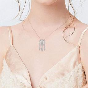 img 3 attached to 🌙 S925 Sterling Silver Dream Catcher Necklace: Auspicious Cubic Zirconia Amulet Pendant by DOHAOOE