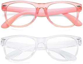 img 4 attached to 👓 Protect Your Kids' Eyes with AZorb Kids Blue Light Blocking Glasses - Unbreakable Frames for Boys & Girls - 2 Pack (Transparent Pink+Transparent)