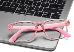 img 3 attached to 👓 Protect Your Kids' Eyes with AZorb Kids Blue Light Blocking Glasses - Unbreakable Frames for Boys & Girls - 2 Pack (Transparent Pink+Transparent)