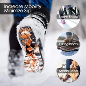 img 2 attached to 🥾 EnergeticSky Spikes Crampons Ice Cleats Traction Snow Grips for Boots Shoes with 24 Anti-Slip Stainless Steel Spikes - Microspikes for Hiking, Fishing, Walking, Climbing, Jogging, Mountaineering