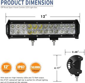 img 2 attached to 🚙 YITAMOTOR 12-Inch 72W LED Light Bar: Waterproof Spot Flood Combo for Off-Road Adventures