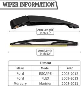 img 3 attached to Задняя щетка стекла HODEE с набором гаек, замена для Ford Escape 2008-2012 и FLEX 2009-2013, Mercury Mariner 2008-2011, Mazda Tribute 2008-2011 - задняя крышка щетки стекла с креплением для заднего стекла窗Ыго]].