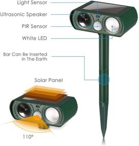 img 2 attached to Ultrasonic Animal Deterrent with Solar Power and Motion Sensor - Effective for Cats, Dogs, Foxes, Birds and More