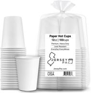 🔥 jerseypac 12oz disposable paper hot cups (100-count) - ideal for hot coffee, tea, and cocoa at parties - sturdy, durable, and leak-proof drinkware - recyclable, environmentally-friendly - white (12 oz.) logo