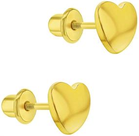 img 3 attached to Stunning Gold Plated Little Plain Heart Safety Screw Back Earrings for Infants, Toddlers, and Little Girls - Exquisite Small Studs for Kids - Versatile Jewelry for Casual or Formal Occasion