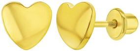 img 4 attached to Stunning Gold Plated Little Plain Heart Safety Screw Back Earrings for Infants, Toddlers, and Little Girls - Exquisite Small Studs for Kids - Versatile Jewelry for Casual or Formal Occasion